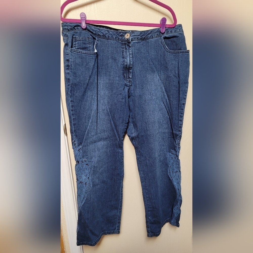 Women's Blue Jeans with Lace Detail